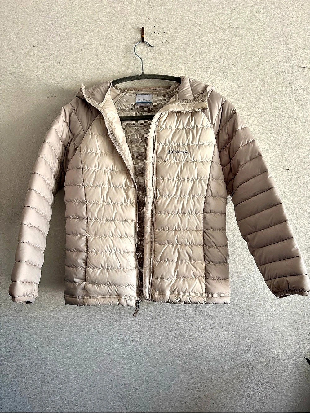 Columbia Girls Powder Lite Hooded Jacket Beige Medium